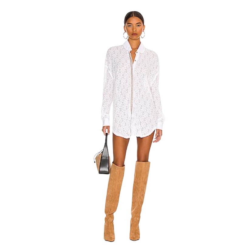 Free People Must Have White Lace Button Down Tunic